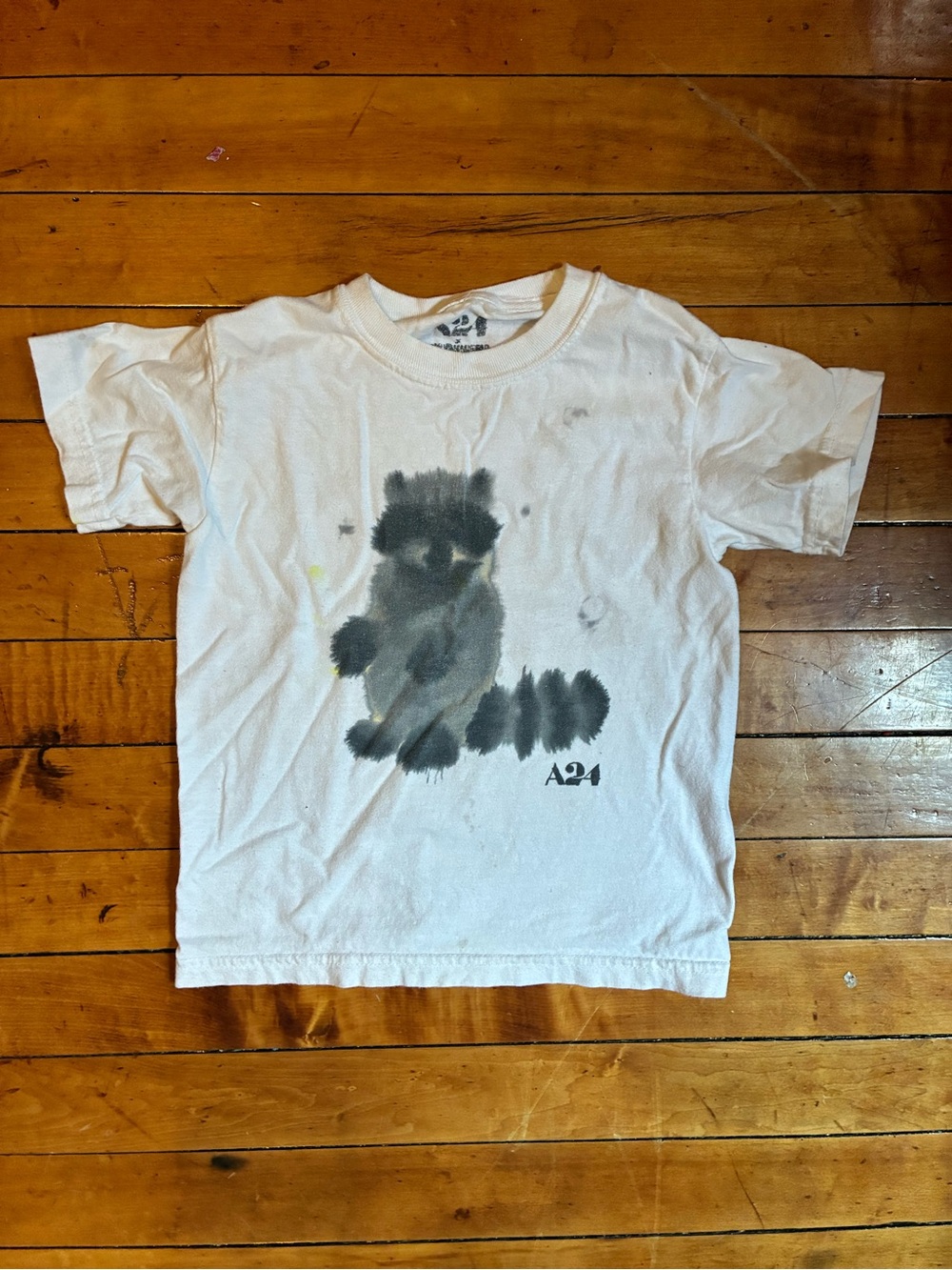 A24 White Kids Short-Sleeve Raccoon Graphic Tee